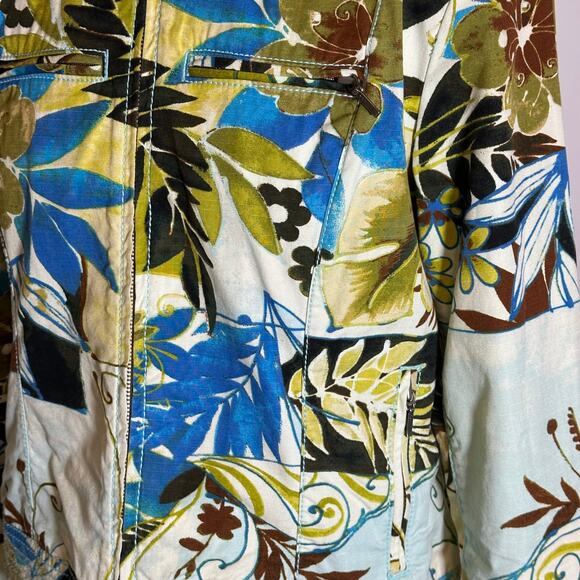 Chicos Multicolor Tropical Print Cotton Jacket Full Zip Womens Size 1 (Medium M) - Picture 8 of 12
